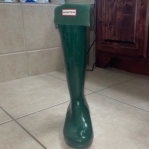 Green, tall hunter rain boots